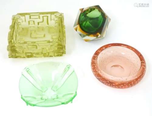 Five items of assorted mid-20thC art studio glass items,