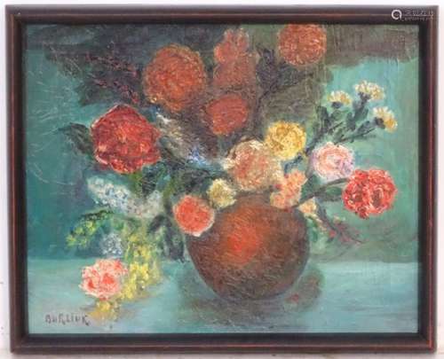 David Burliuk, (1882-1967), Ukrainian / Russian, Oil on canvas, Still life with flowers in a vase,