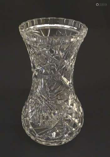 A large cut crystal / glass vase 10 1/2