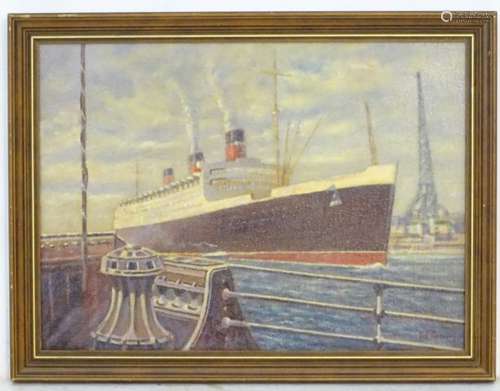 HE Foster, Modern British Marine School, Oil on canvas, A cruise liner leaving the harbour quay,