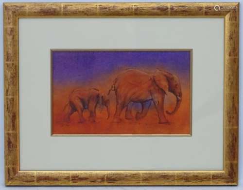 Justin Tew (1969), Oil on paper, A young elephant, Signed lower left.