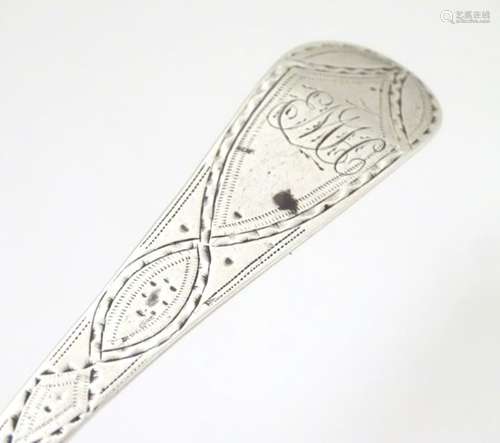 Channel Islands Silver: A tablespoon with bright cut decoration, Guernsey c.