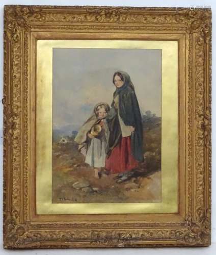 PF Poole RA XIX, Watercolour, Children on the heath, Signed lower left,