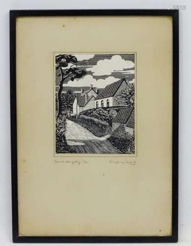 Blodwen Myfanwy Haycock ( 1913-1963) Welsh, Scraper board, ' View at Liangibby , Mon.