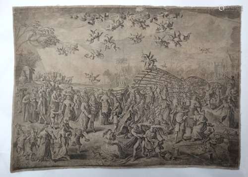 Adrian Van de Venne (1589-1662), Copper engraving, ' Allegorische Szene ',