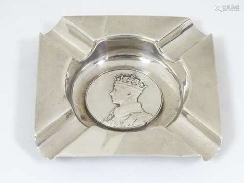 Royal Memorabilia : A Coronation commemorative silver ashtray hallmarked London 1936 maker S J Rose