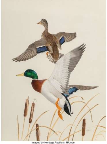 27001: Ken Carlson (American, b. 1937) Ducks in Flight