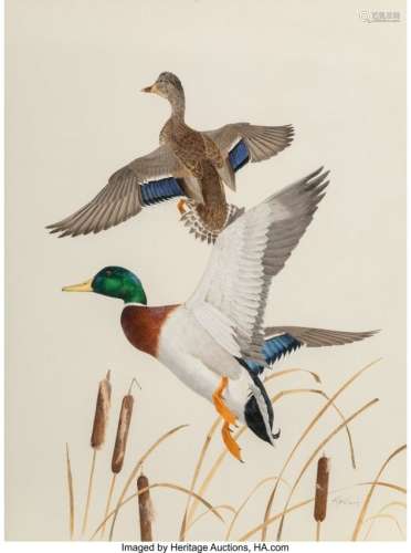 27001: Ken Carlson (American, b. 1937) Ducks in Flight