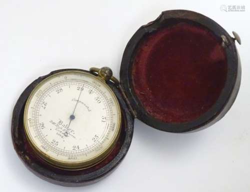 Baker 244 High Holborn London 1094: A gilt brass cased pocket barometer (Possibly for use by a