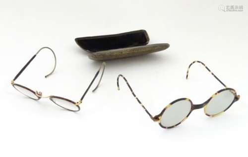 Two pairs of early 20thC faux tortoiseshell spectacles / glasses.