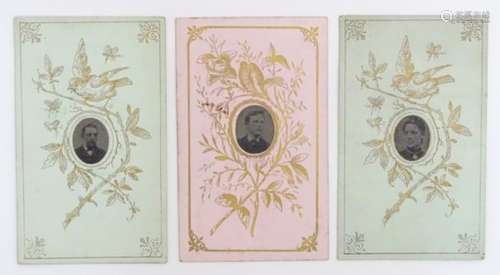 Photography: Three 'American Gem Studio' cabinet style small oval photographic portraits,