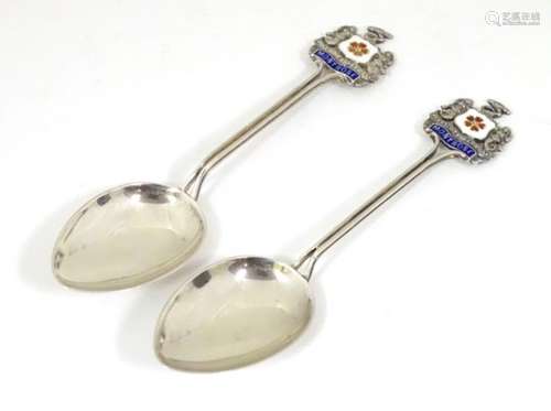 Two silver souvenir spoons with crests to handles for Montrose.