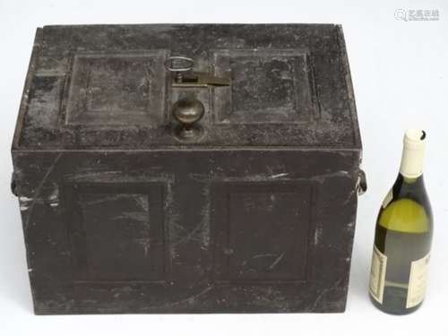 Salvage, Garden and Architectural: a 19thC Strong Box (very heavy) with carry handles.