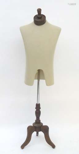 An adjustable height dressmakers dummy / mannequin on three footed stand, approx.