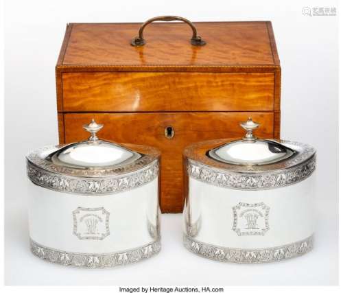 27025: A Pair of William Frisbee Silver Tea Caddies in