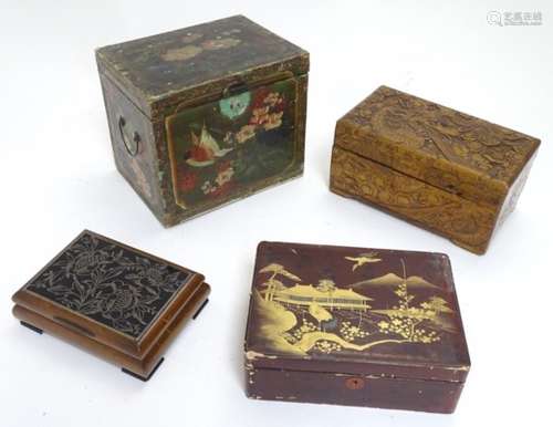 A collection of four oriental boxes,