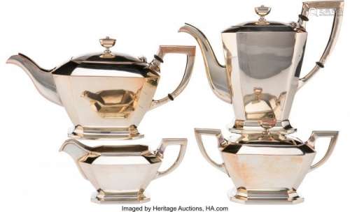 27028: A Four-Piece Tea Coffee and Tea Silver Service w