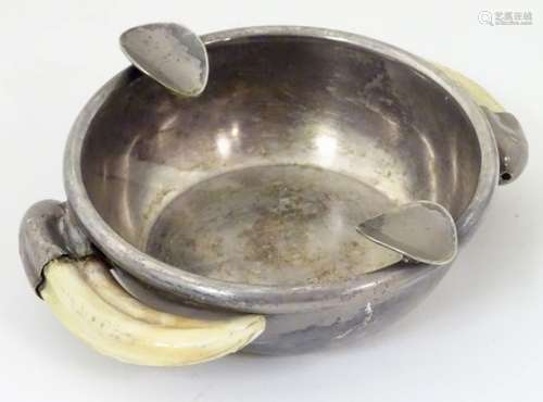 A silver plate Talisman ash tray with boar tusk decoration. 1/4