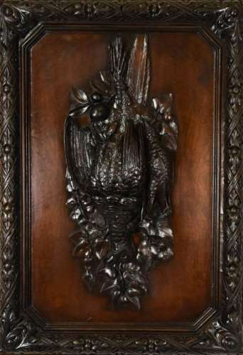 Antique 19th C Black Forest Style Carved Panel