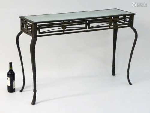 Vintage Retro: a powder coated hall table with plate glass top,