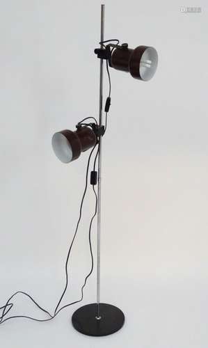 Vintage Retro : A Danish ? (Scandi) standard lamp / pair of pointable lamps with two part central