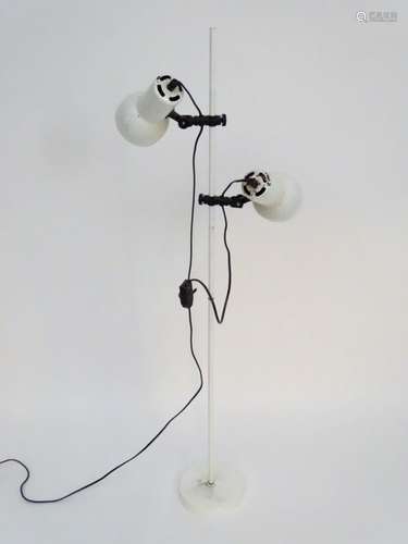 Vintage Retro : A Scandi standard lamp / pair of reading lamps on a central stand,