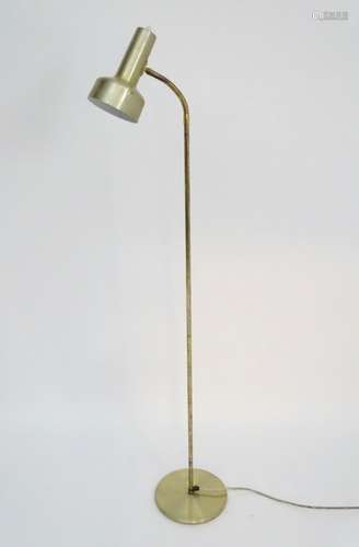 Vintage Retro : A Scandi standard lamp / pointable reading lamp with flexible section on central