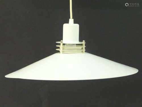 Vintage Retro: a Danish / Scandi hanging pendant lamp / light in white livery,