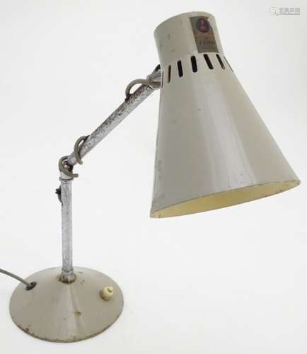 Vintage Retro: a mid 20thC Pifco desk lamp, adjustable for height/angle,