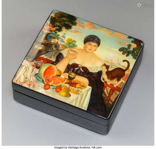 27072: A Russian Enameled Covered Box, circa 1985 Marks