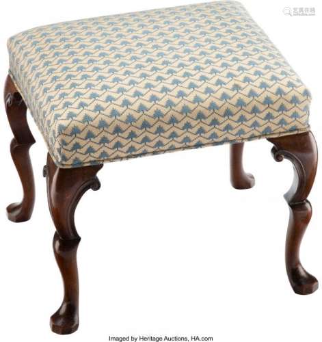 27083: A Queen Anne-Style Walnut Foot Stool, late 19th