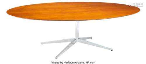 27085: A Florence Knoll Walnut and Chrome Dining Table,