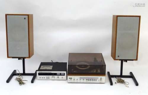 Vintage Retro: a mid-20thC Hifi sound system, comprising a Dual KA20 turntable,