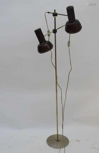 Vintage Retro: a mid-20thC Danish (Scandi) dual standard lamp,