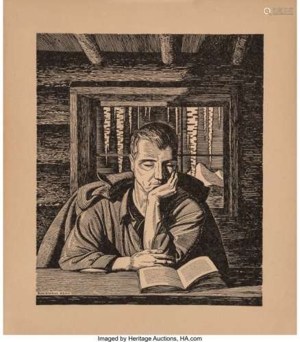 27105: Rockwell Kent (American, 1882-1971) Man Reading