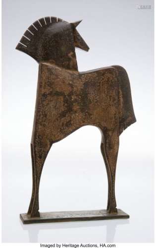 27107: Carlos Mata (1949-2008) Horse Bronze with green