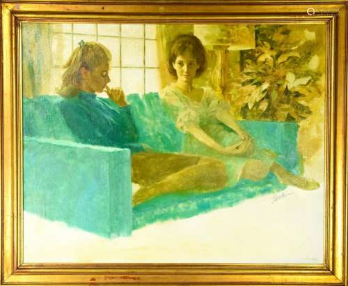Joe Bowler Genre Oil Painting Framed Signed