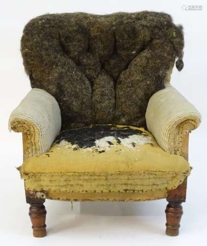 A Victorian button back chair for restoration,