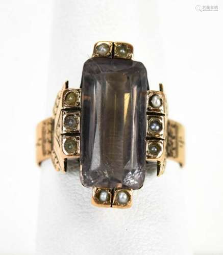 Antique 19th C Victorian 14kt Gold & Amethyst Ring
