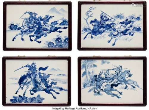 27132: Four Chinese Blue and White Porcelain Plaques, 2
