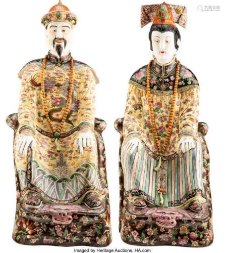 27133: A Pair of Large Chinese Famille Jaune Porcelain