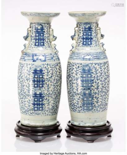 27134: A Pair of Large Chinese Blue and White Porcelain