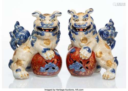 27135: A Pair of Chinese Glazed Porcelain and Partial G
