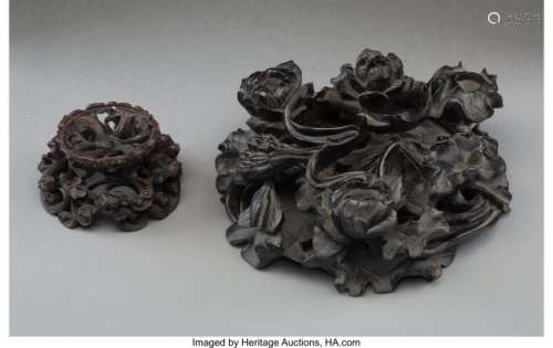 27138: Two Chinese Carved Hardwood Stands, late 19th-ea