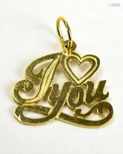 Vintage 14kt Yellow Gold I Love You Charm Pendant