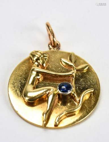 Estate 18kt Gold & Sapphire Virgo Zodiac Charm