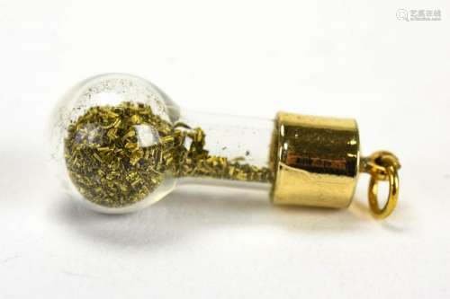 Vintage Bottle w Real Gold Flakes Necklace Pendant