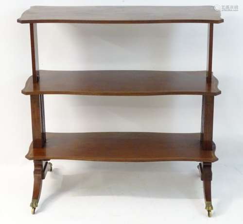 A mid 19thC mahogany metamorphic table / buffet with satinwood decorative stringing,