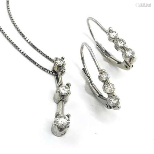 Suite Diamond 14k White Gold Earrings & Necklace