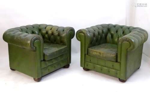 A pair of early 20thC Chesterfield armchairs,